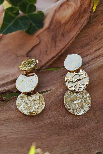 Boucles D'oreilles Vintage Années 90 - Style Haute Couture Doré à Clips, Métal Doré