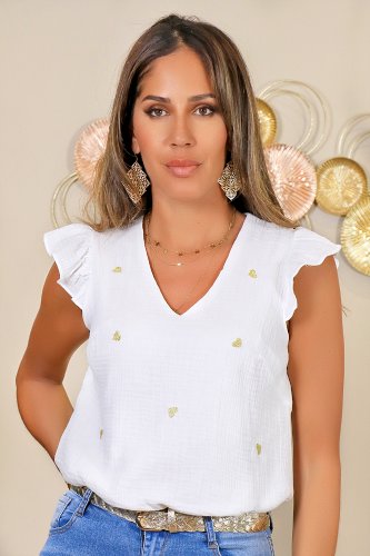 Top Coeur en gaze de coton