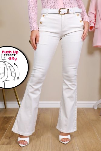 Jean flare push up blanc cassé Dana