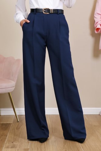 Pantalon large bleu marine Elisa