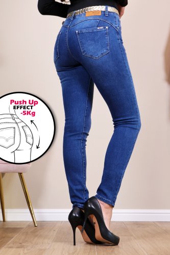 Jean skinny bleu délavé Push up Bye