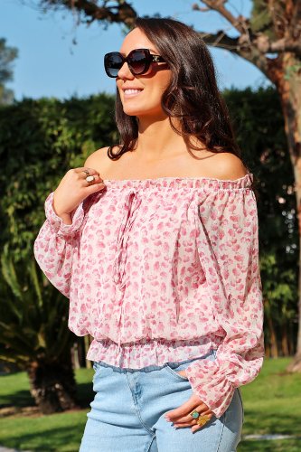 Top épaules nues fleuri