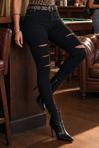 Jean skinny noir destroy