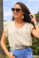 Top beige gaz de coton Laly2