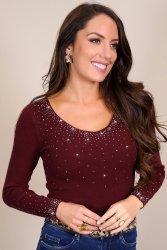 Pull strass bordeaux Léa2