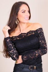 Top noir dentelle épaules nues Becca2