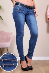 Jean skinny bleu taille basse effet froissé2