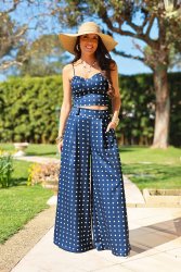 Ensemble 2 pièces pantalon et top à pois2