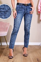 Jean slim fond bleu imprimé sauvage Wild2