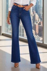 Jean flare bleu Push up avec ceinture offerte2