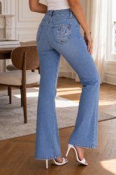 Jean skinny bleu broderie poches2
