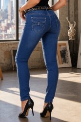 Jean skinny bleu délavé avec noeud2