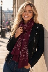 Echarpe bordeaux imprimé bandana2